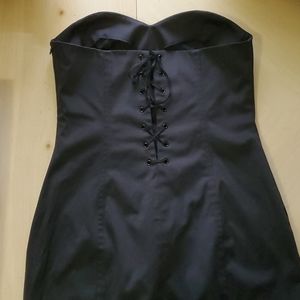 Strapless lace up back LBD